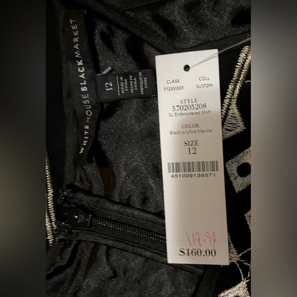 NWT WHBM I Black Strappy Sleeveless Embroidered Mini Shift Dress - Picture 7 of 7